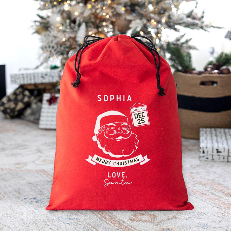 Personalized Christmas Cotton Santa Bags -