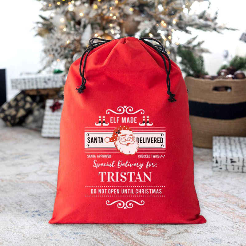Personalized Christmas Cotton Santa Bags -