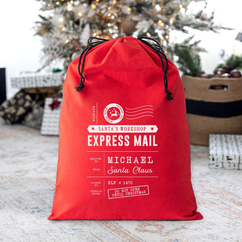 Personalized Christmas Cotton Santa Bags -