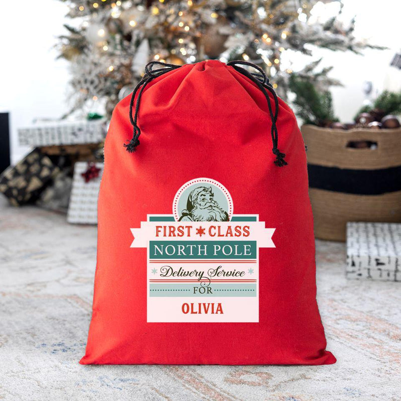 Personalized Christmas Cotton Santa Bags -