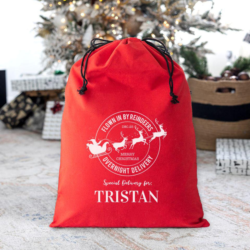 Personalized Christmas Cotton Santa Bags -