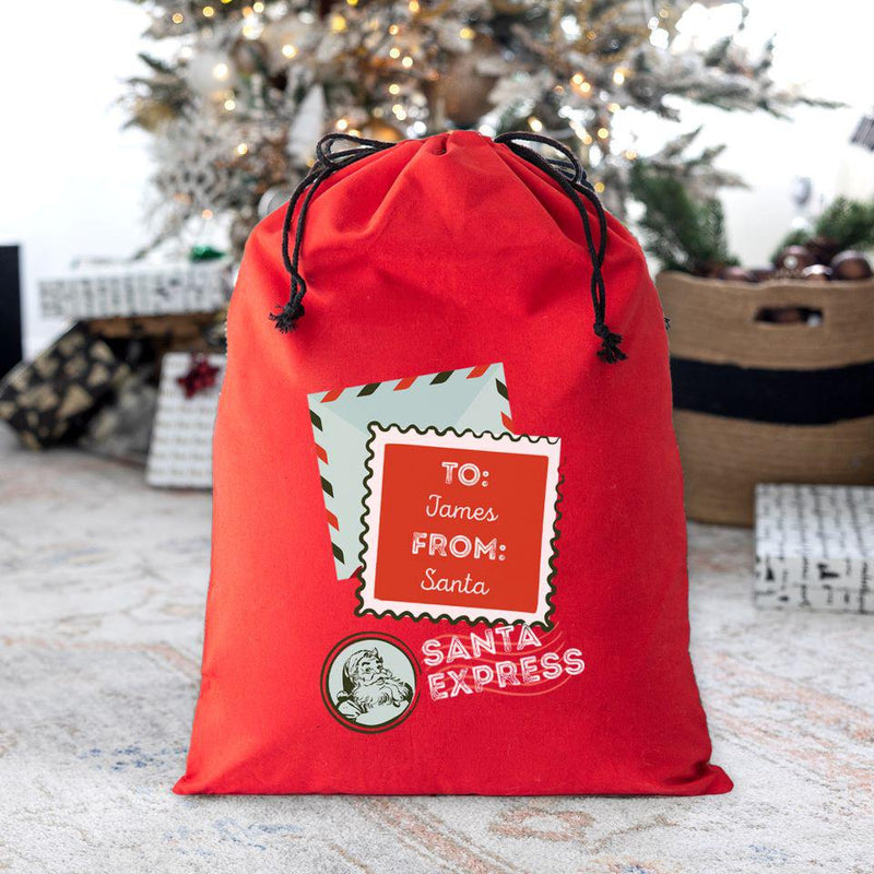 Personalized Christmas Cotton Santa Bags -
