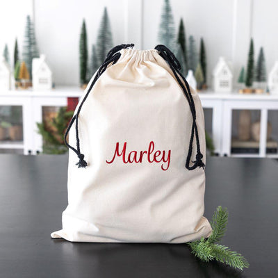 Personalized Embroidered Cotton Santa Bags -  - Qualtry