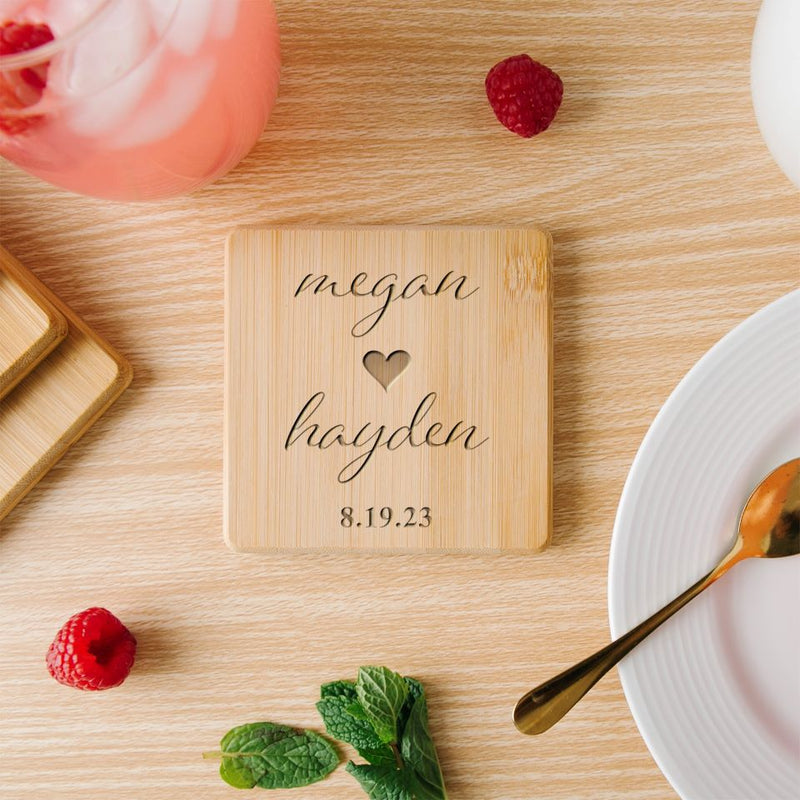 Personalized Bamboo Coasters - Floral Designs -  - Qualtry