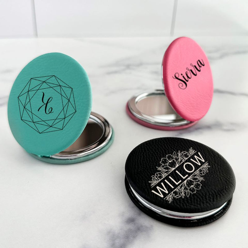 Personalized Leatherette Compact Mirror -  - Qualtry
