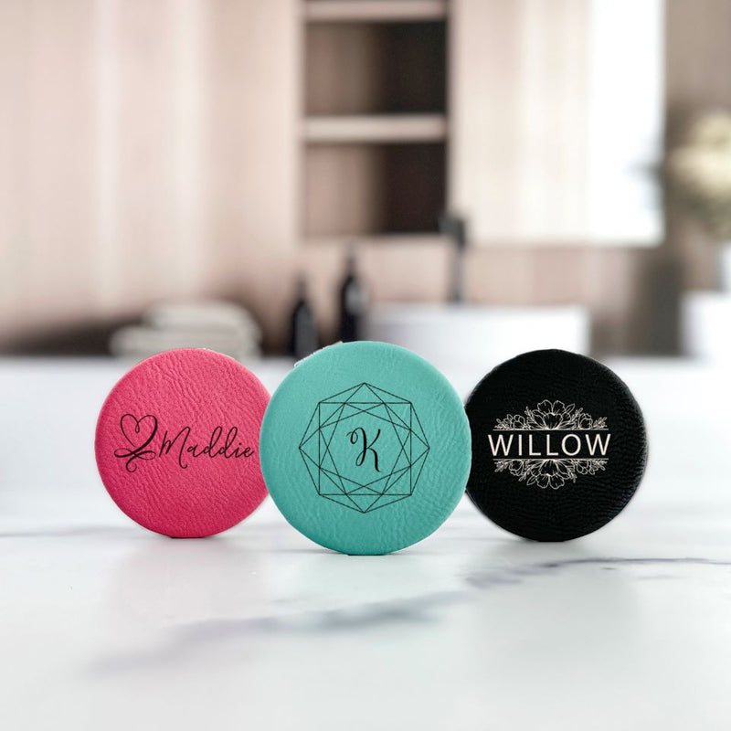 Personalized Leatherette Compact Mirror -  - Qualtry