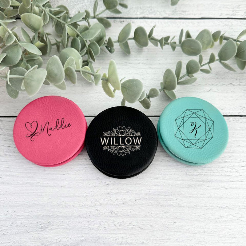 Personalized Leatherette Compact Mirror -  - Qualtry