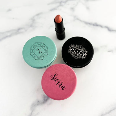 Personalized Leatherette Compact Mirror -  - Qualtry