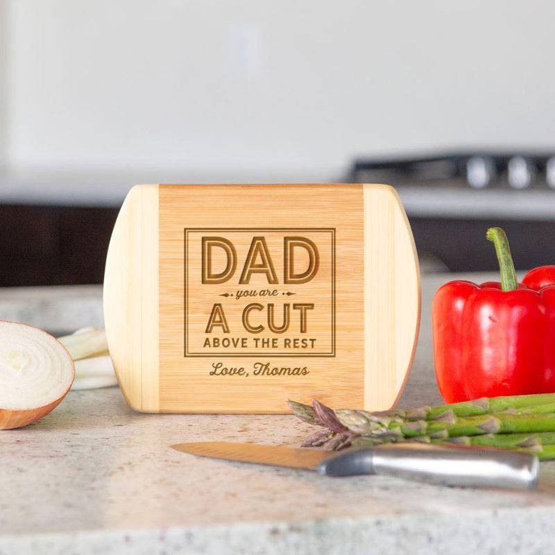 Personalized Two-Tone Bamboo Cutting Boards for Dad -