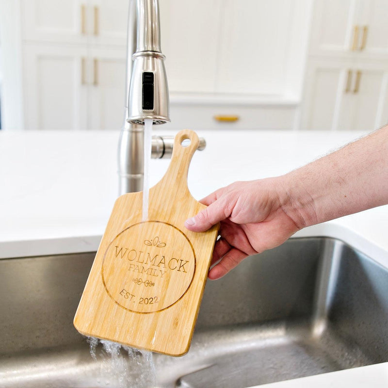 Personalized Handled Bamboo Serving Boards (Modern Collection)- Small -