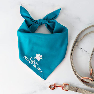 Embroidered Dog Bandanas - Small / Turquoise - Qualtry