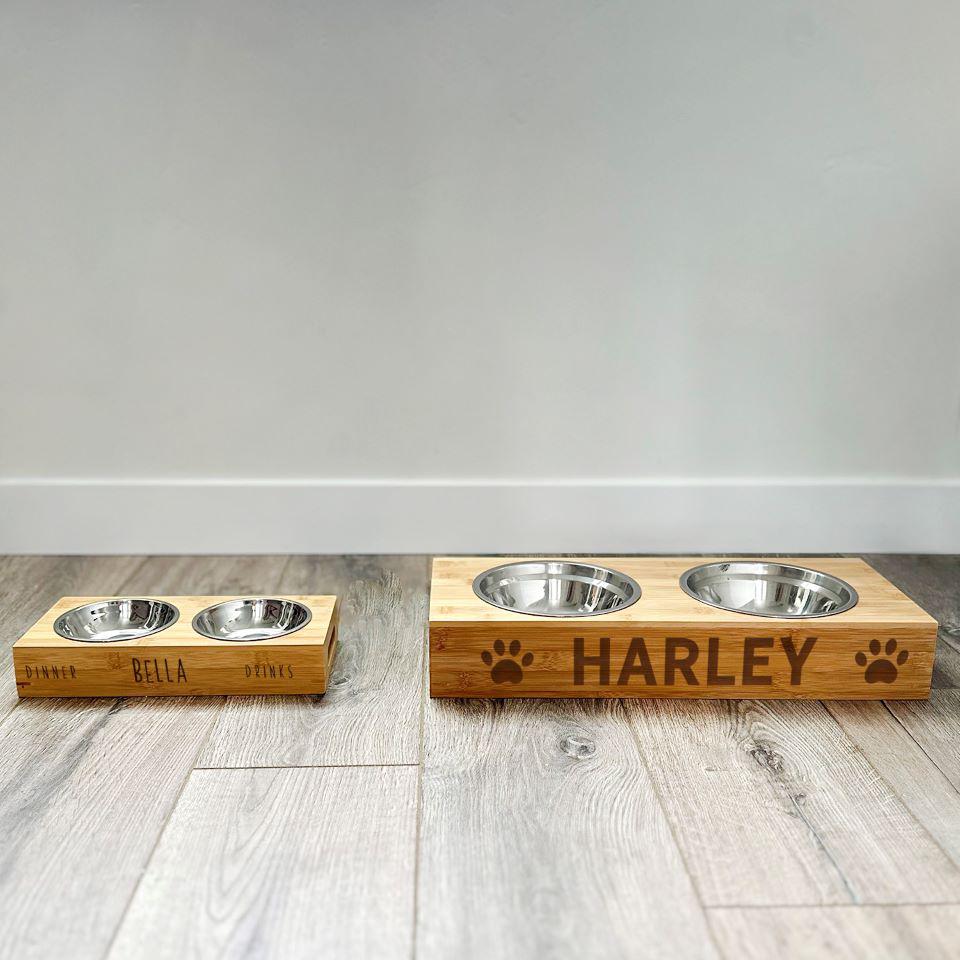 Personalized Dog and Cat Feeding Stands with Bowls A Gift Personalized