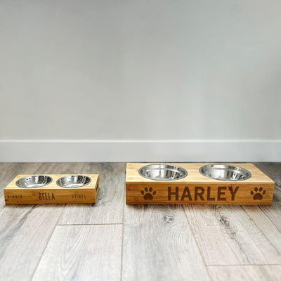 Personalized Dog and Cat Feeding Stands with Bowls -  - Qualtry