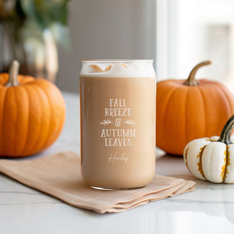 Personalized Fall Glass Can - 16oz -  - Lazerworx