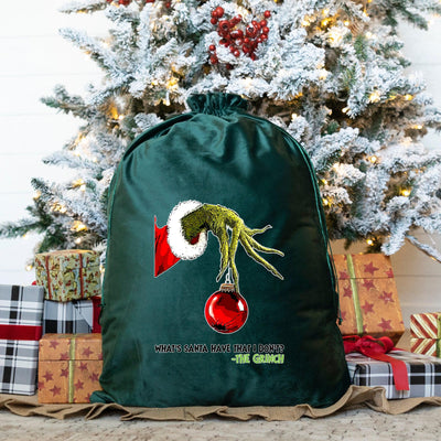 What's Santa Have - Gift Bags (Velvet) - Small 14 x 20.5 / Green - Wingpress Designs