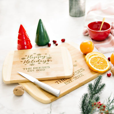 Personalized Holiday Bamboo Cutting Boards - Rounded Edge -  - Completeful