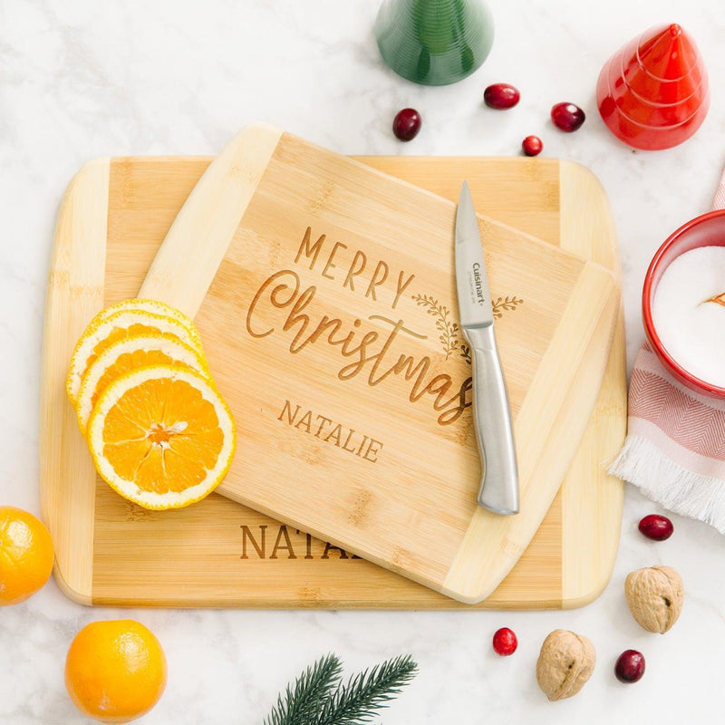 Personalized Holiday Bamboo Cutting Boards - Rounded Edge -  - Completeful