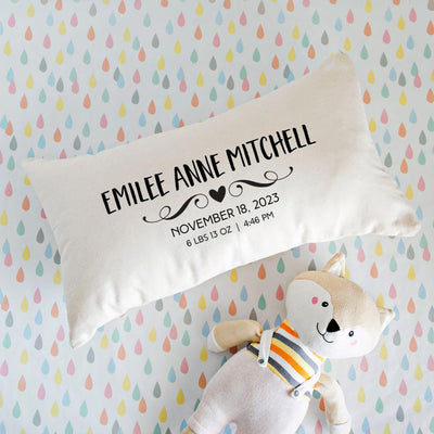 Personalized Baby Birth Stats Lumbar Throw Pillow Covers -  - Qualtry