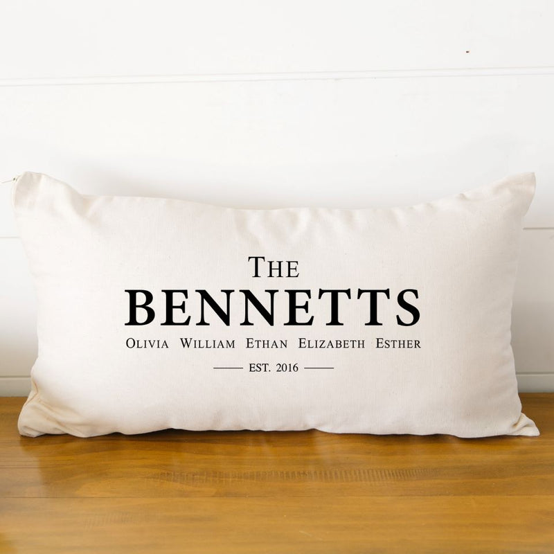 Personalized Family Names Lumbar Throw Pillow Covers -  - Qualtry