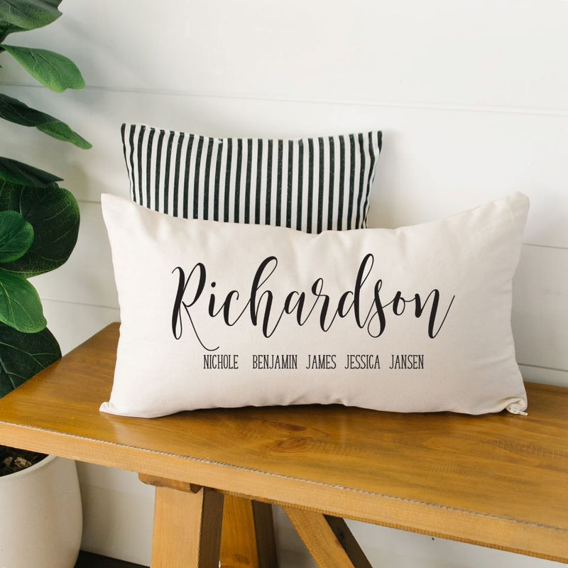 Personalized Family Names Lumbar Throw Pillow Covers -  - Wingpress Designs