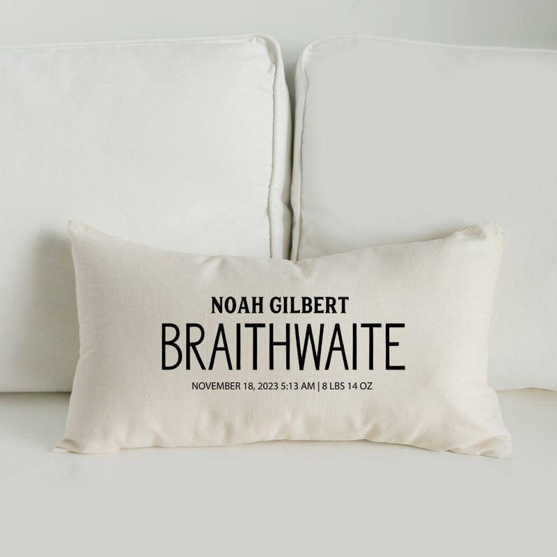 Personalized Baby Birth Stats Lumbar Throw Pillow Covers -  - Qualtry