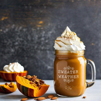 Personalized Sweater Weather Mason Jar Mugs -