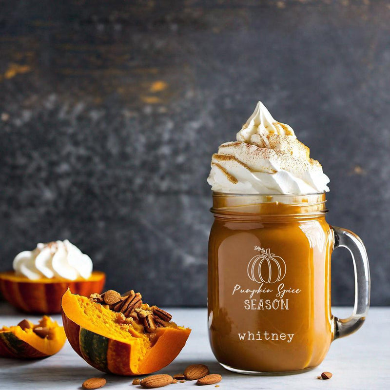 Personalized Pumpkin Spice Season Mason Jar Mugs -