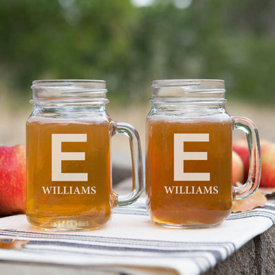 Personalized Mason Jar Drinking Glasses -  - Lazerworx