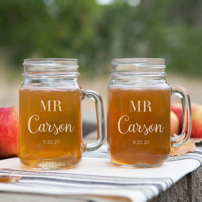 Personalized Mason Jar Drinking Glasses -  - Lazerworx