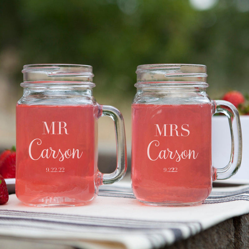 Personalized Mason Jar Drinking Glasses -  - Lazerworx