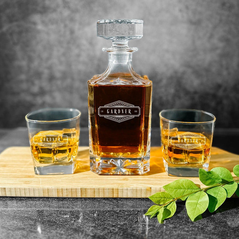 Personalized Square Decanter Set - Modern Designs -  - JDS