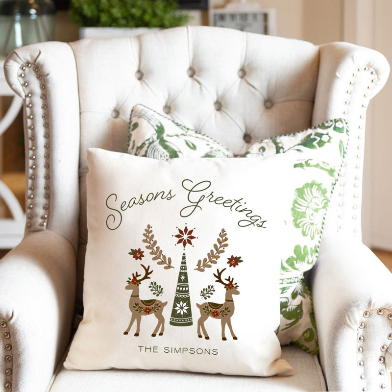 Personalized Woodland Christmas Throw Pillow Covers -  - Qualtry