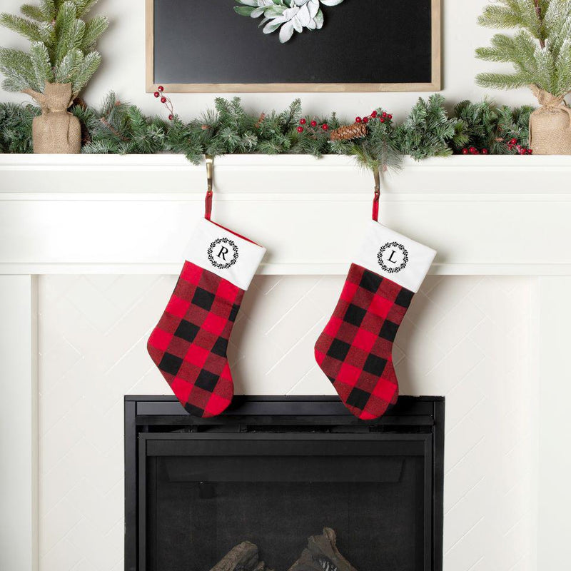 Monogrammed Plaid Stockings -  - Wingpress Designs