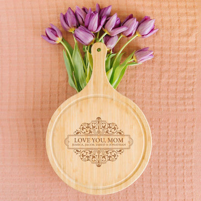 Personalized Mother's Day Round Cutting Board with Juice Grooves -  - Qualtry