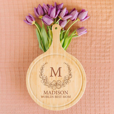 Personalized Mother's Day Round Cutting Board with Juice Grooves -  - Qualtry