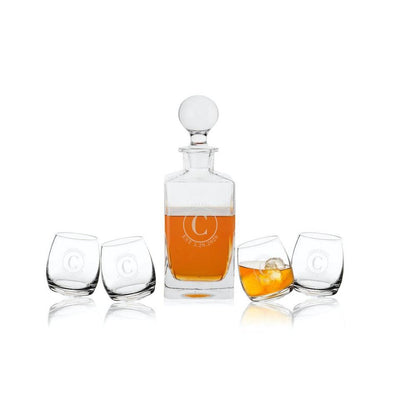 Personalized Tipsy Whiskey Decanter Set - Circle - JDS