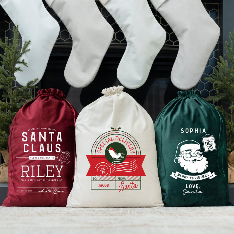 Personalized Christmas Velvet Santa Bags -  - Qualtry