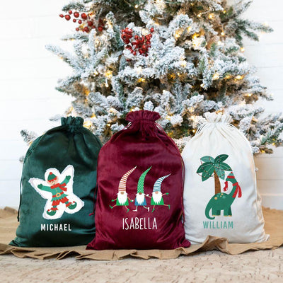 Personalized Kids' Velvet Santa Bags -  - Qualtry