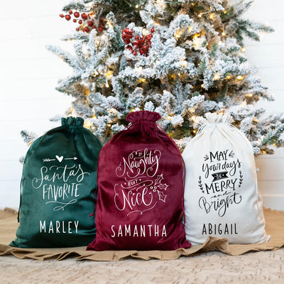 Personalized Christmas Velvet Santa Bags -  - Qualtry