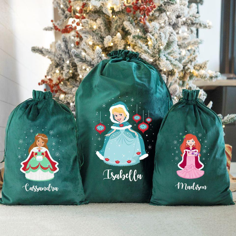 Personalized Princess Velvet Santa Bags -  - Qualtry