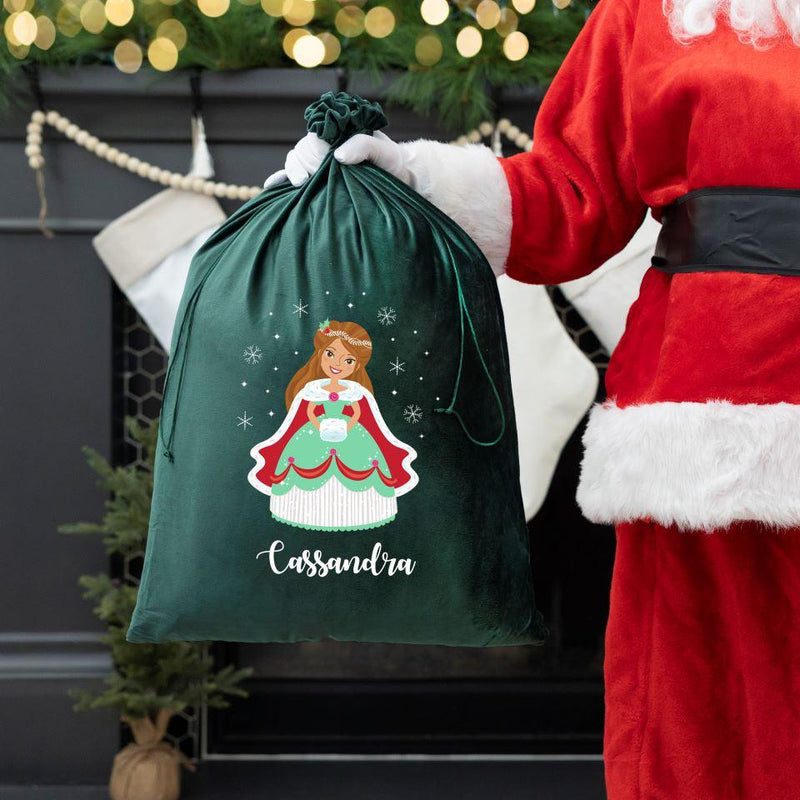 Personalized Princess Velvet Santa Bags -  - Qualtry