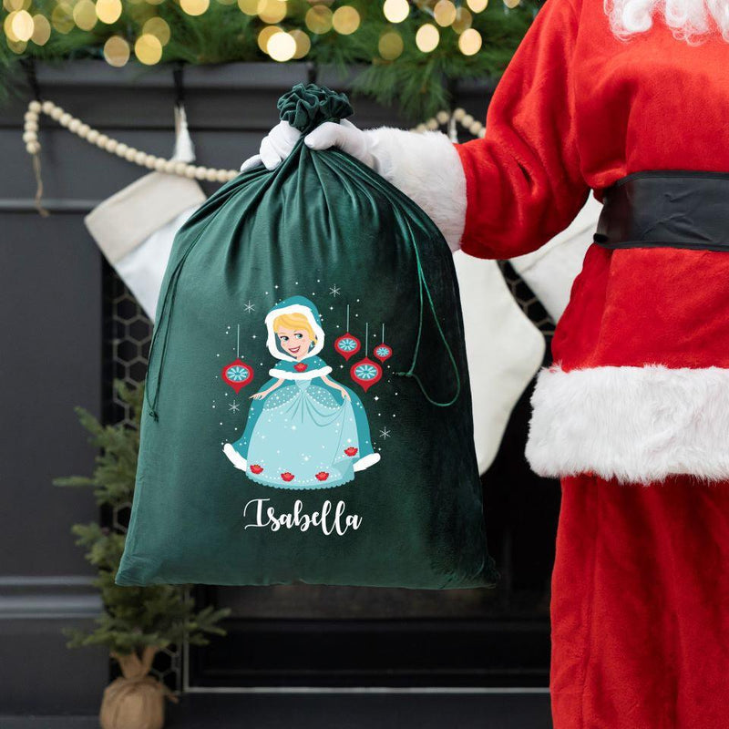 Personalized Princess Velvet Santa Bags -  - Qualtry
