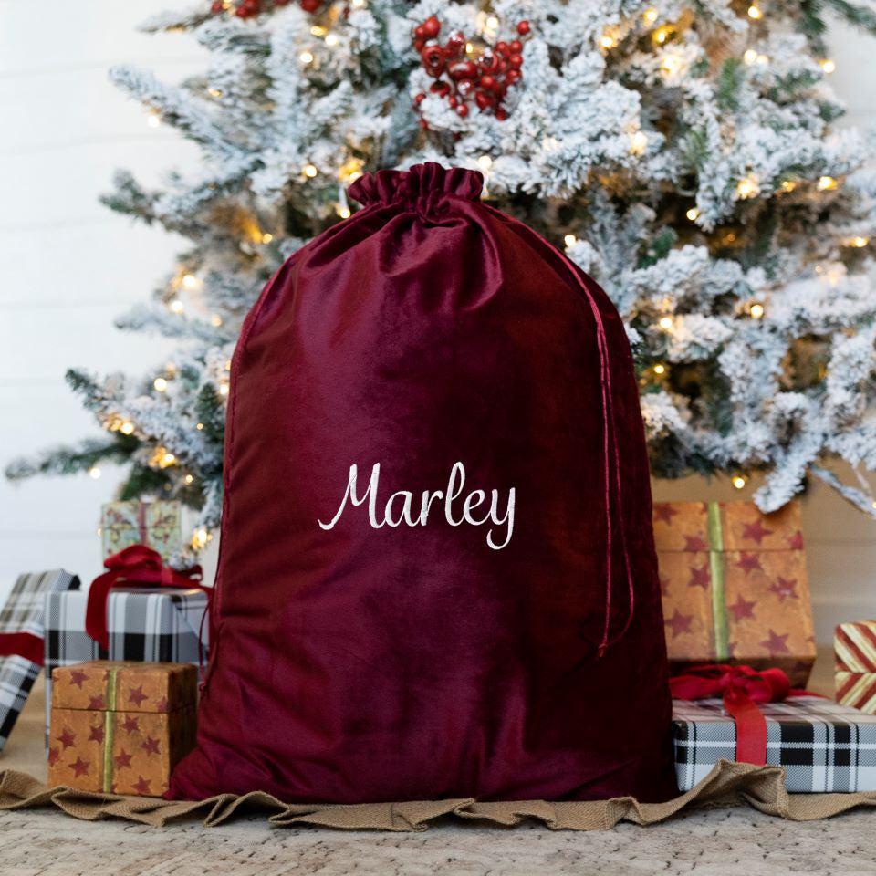 Personalized velvet santa bags outlet