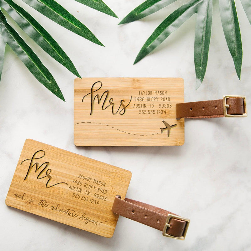 Personalised wooden luggage on sale tags