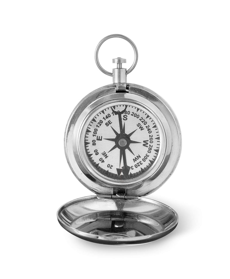 Personalized High Polish Silver Keepsake Compass with Wooden Box -  - JDS