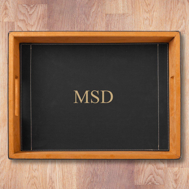 Personalized Black Vegan Leather Serving Tray -  - Completeful