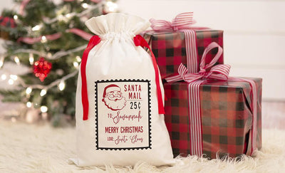 Personalized Red Ribbon Santa Gift Bags – Santa’s Workshop Collection -  - Qualtry