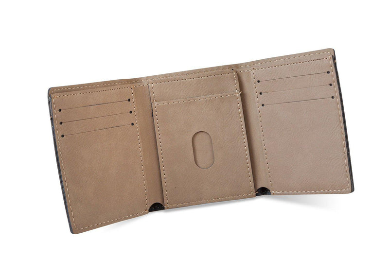 Men’s Vegan Leather Trifold Personalized Wallet - Tan -  - JDS