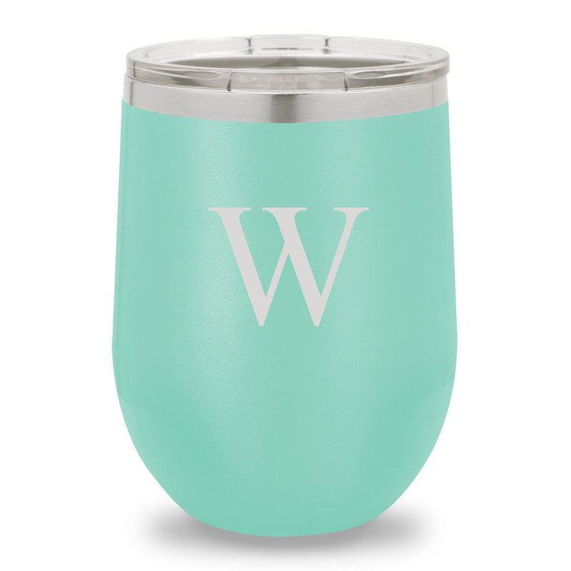 Personalized Teal 12oz. Insulated Wine Tumbler - Single Initial - JDS