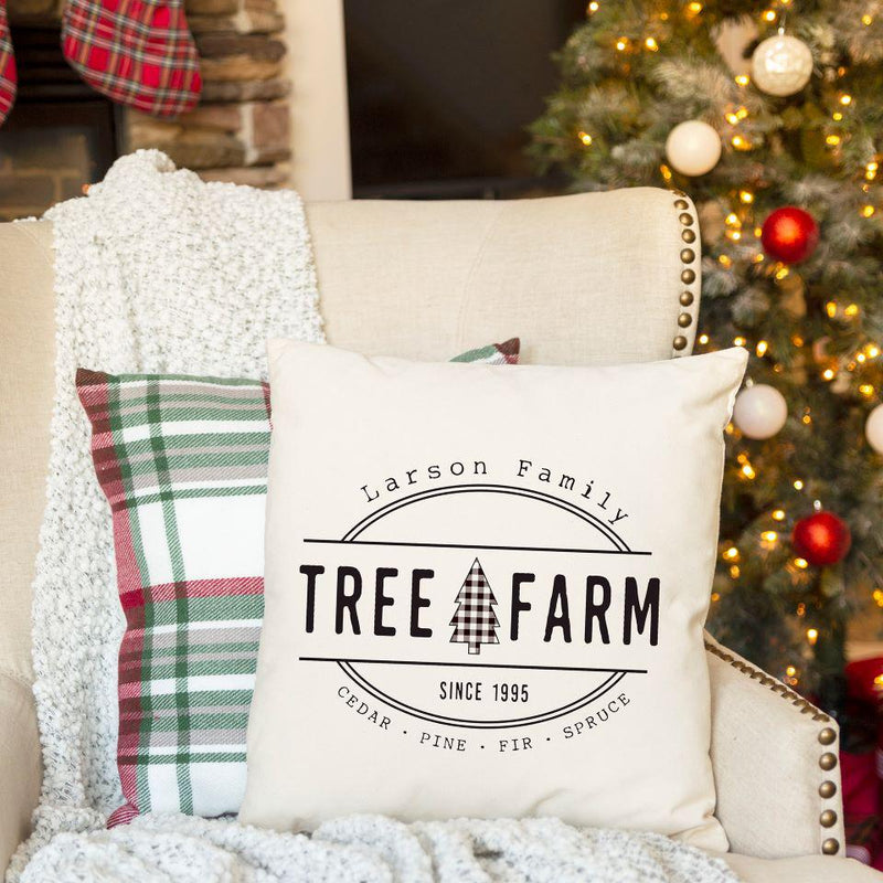 Personalized Farmhouse Christmas Throw Pillow Covers -